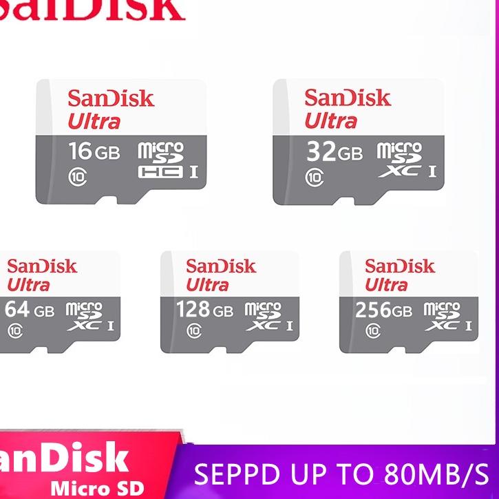 Terbaru SanDisk memory card 8/16/32/64/128/256/512GB CLASS 10 Micro SD Extreme Ultra microsd 80Mbps/