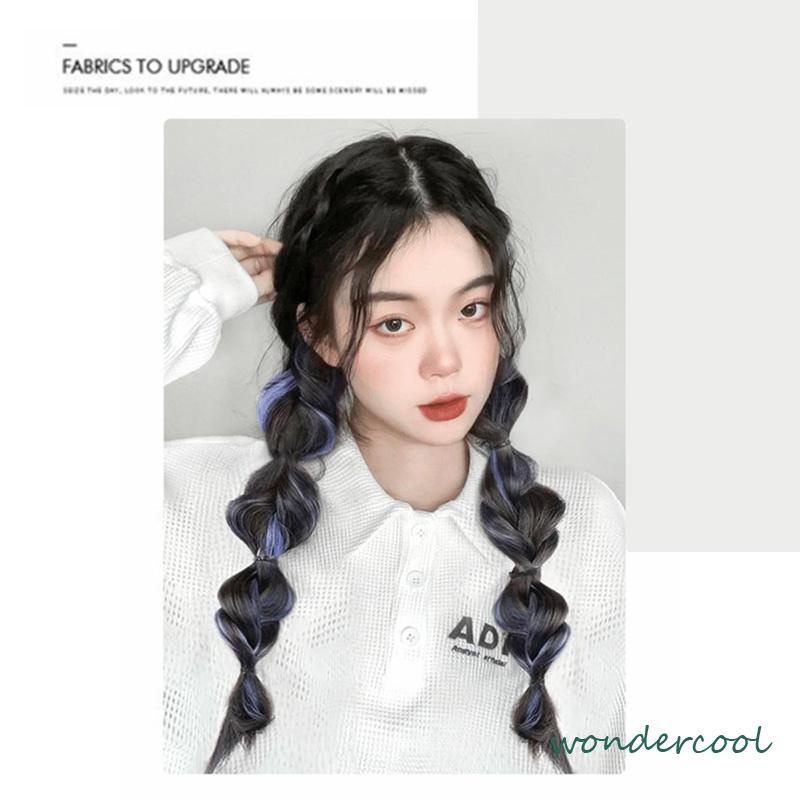 Ekor Kuda Poni Ganda Tinggi Wanita  Sorot Lantern Puff  Kepang Twist  Kepang Wig Tali-Won