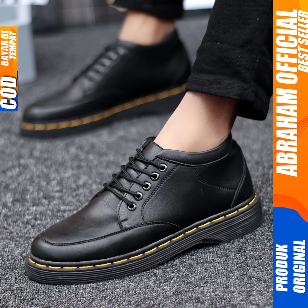 Sepatu Pantofel Formal Docmart Low Boots Kerja Kantor Pria Hitam Abraham GAVI