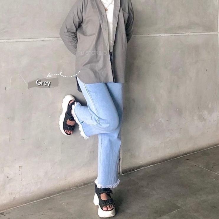 Langsung Order Kemeja Wanita Oversize Linen Katun Lengan Panjang Premium Shirt Olivia Marka Denim