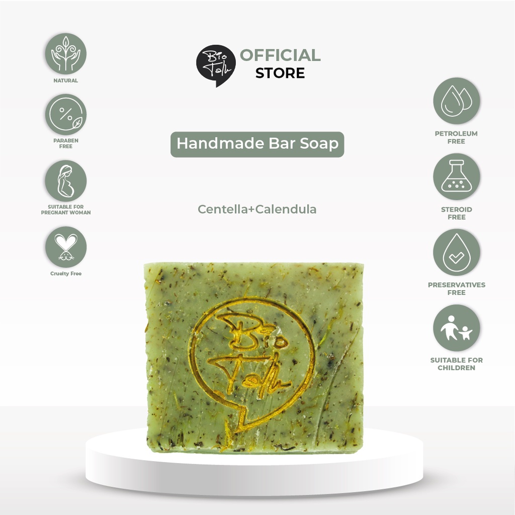 ⭐️ Jendela Kosmetik ⭐️ Biotalk / Bio Talk Sabun Herbal Handmade Soap - Centella Calendula -120 Gr / Sabun Bio talk / Bio Talk Sabun / Sabun Badan / Sabun wajah / Sabun Muka