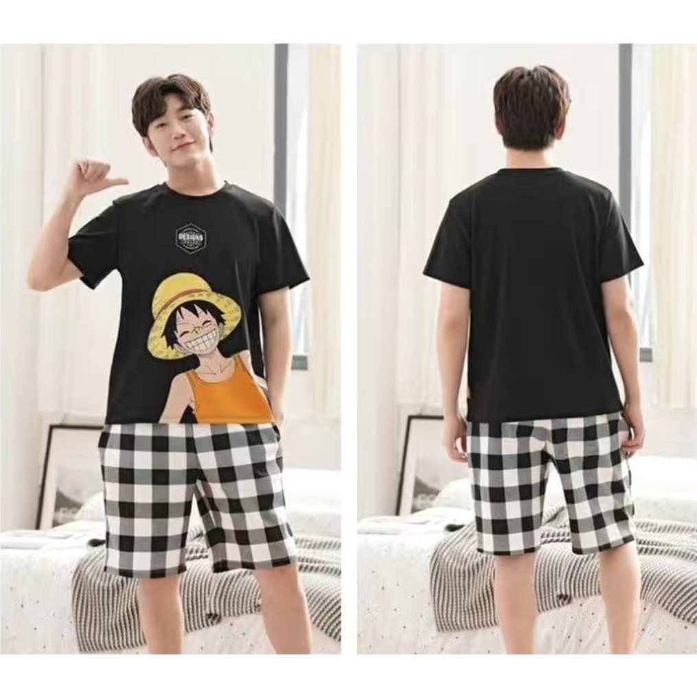 Baju tidur cowok pendek bahan kaos import