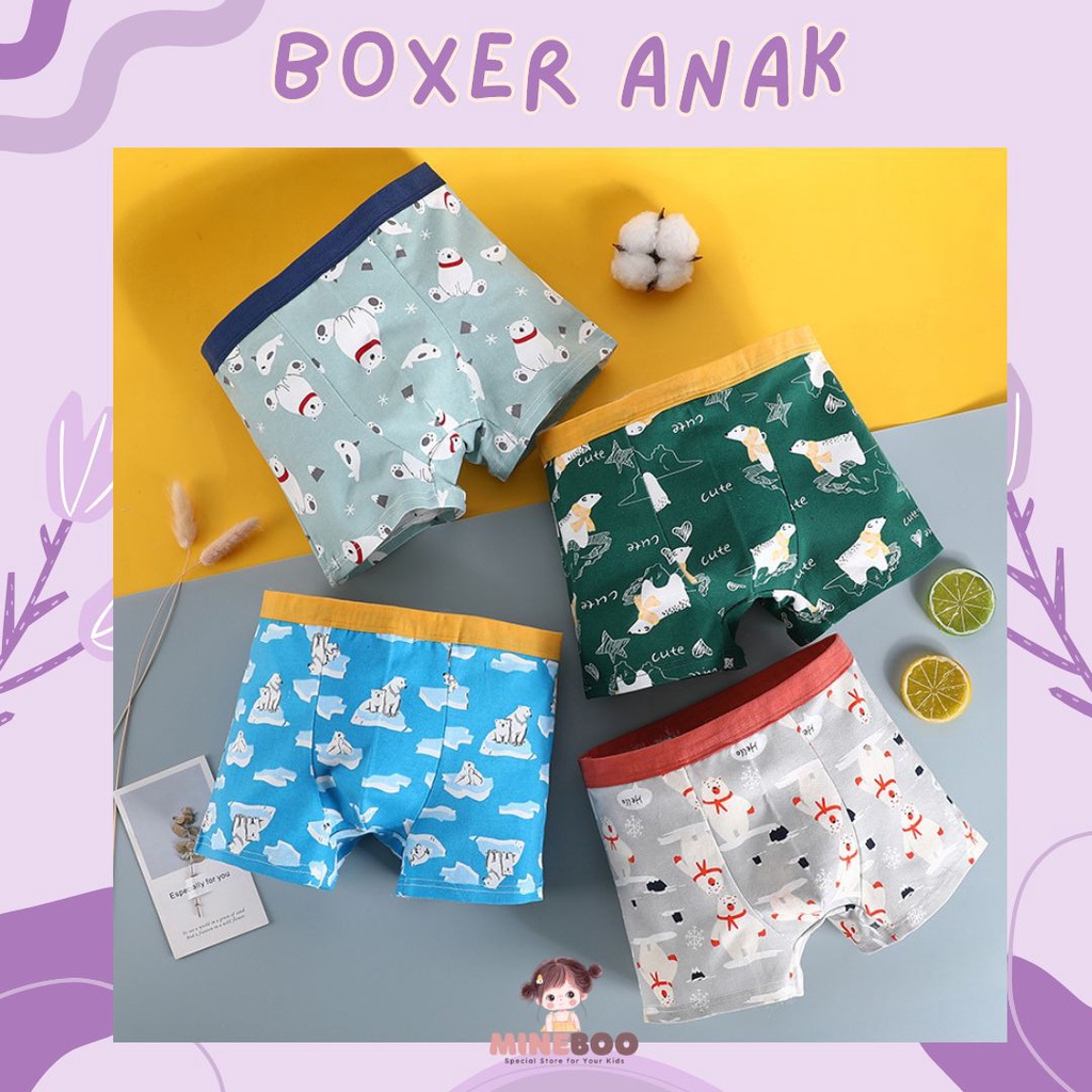 mineboo - BOXER ANAK laki-laki/Celana dalam CD celana dalam anak laki-laki katun / SNOW BEAR