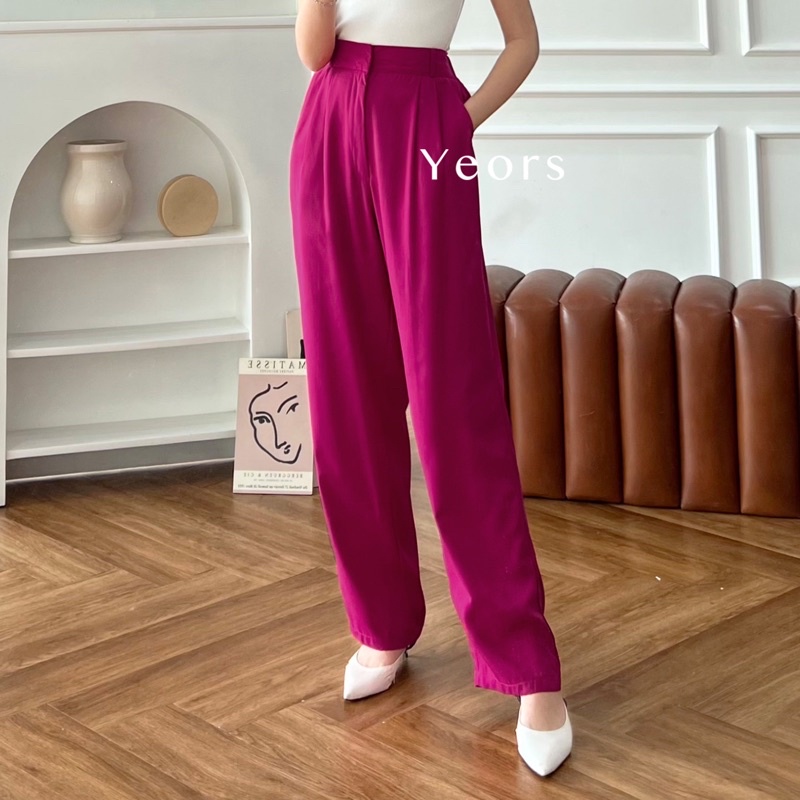 YEORS - Celana Kulot - Wide Leg Highwaist Cullote Kelly Pants - Office Work Pants - Celana Murah Basic Kantor Formal Kasual Wanita - Office Work Trouser - Loungewear Casual Pants - Petite Pants - Celana untuk Wanita Pendek