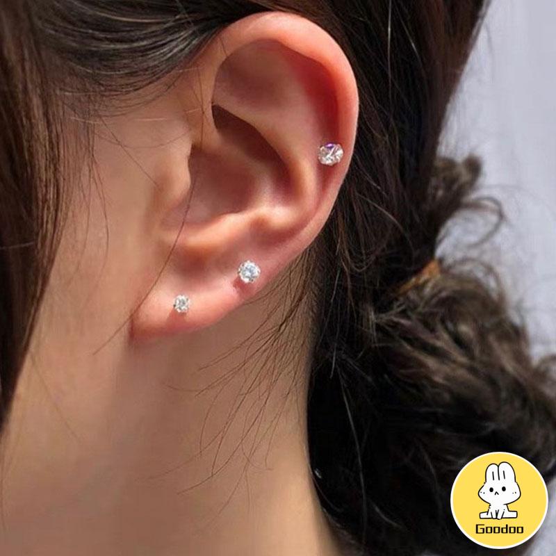 1PC Anting Tusuk Anti Karat Anti Alergi Zirkon Mini Stainless Steel Kualitas Tinggi Aksesoris Wanita -Doo