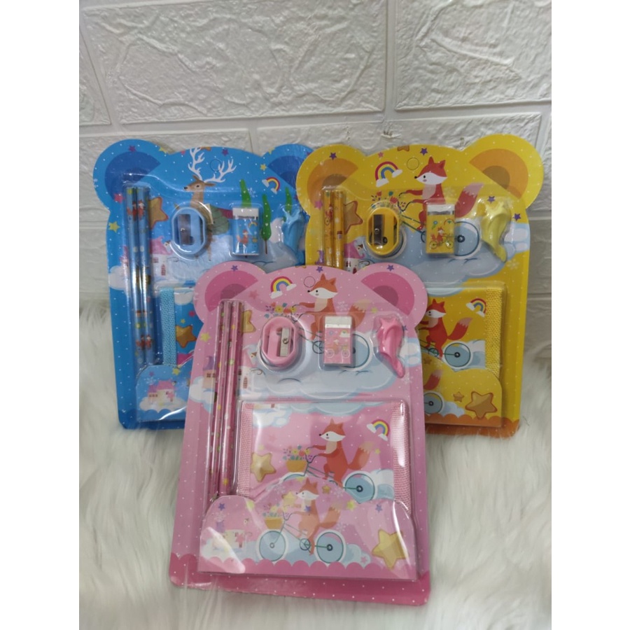 paket alat tulis set 6 in 1/stationery/set dompet new/souvenir