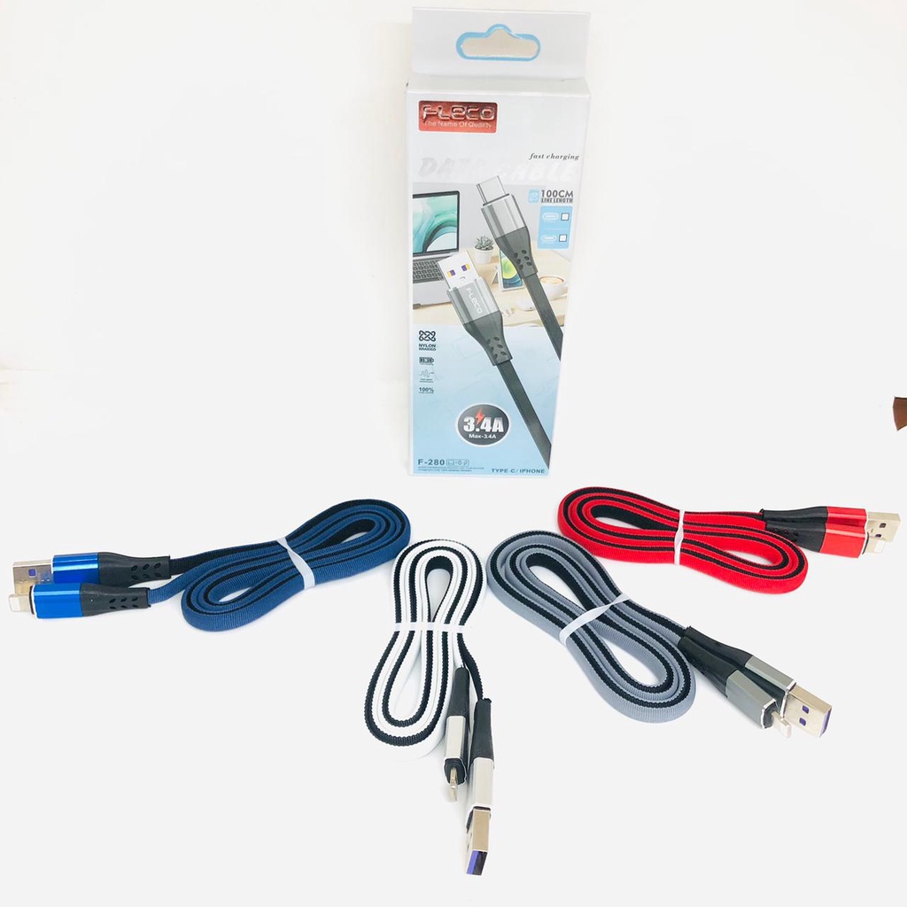 Kabel data Fleco F280 Fast charging Micro-USB &amp; Type-C 3.4A