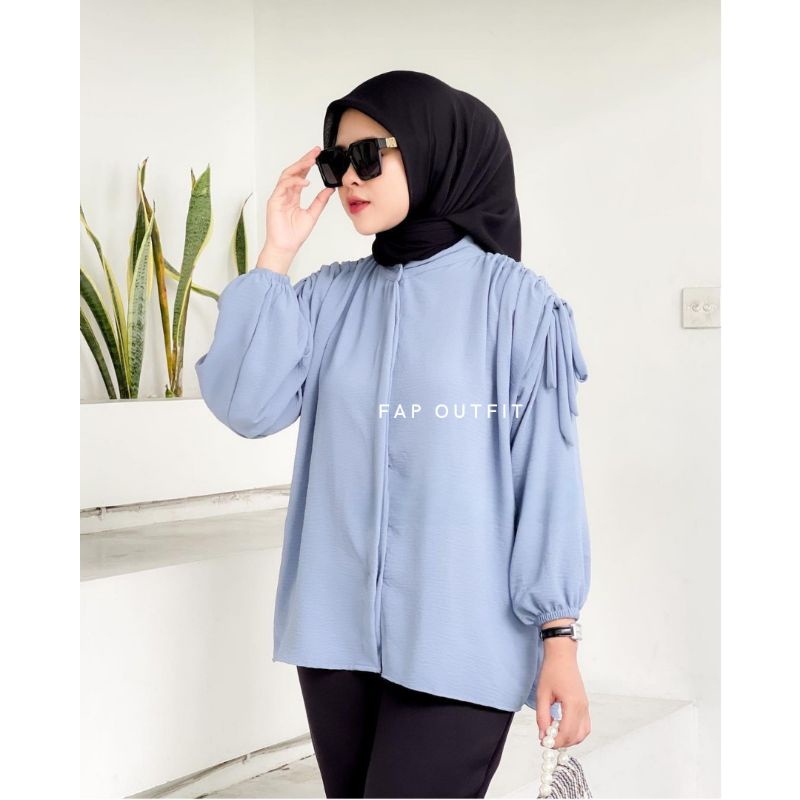 CUCI GUDANG Blouse Serut Pundak Ter Best Seller