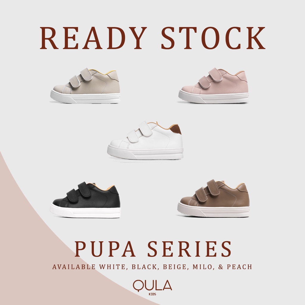 Ready Stock - Pupa White, Black, Milo, Beige, Peach Sepatu Sneaker Anak Toddler Usia 2,3,4,5,6 Tahun