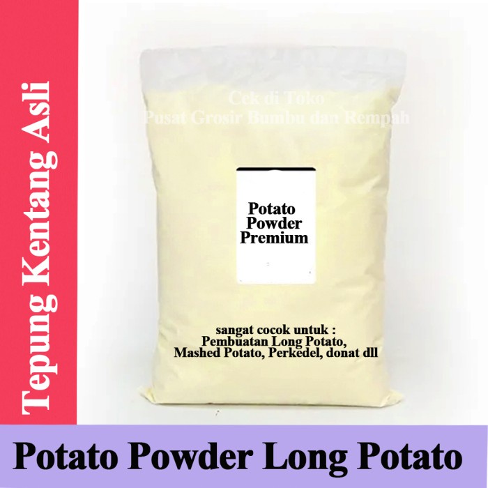 

Tepung Kentang Halus 250 gr / Mashed Long Potato / Potato Powder 250g / Potato Flakes Halus 250 gr / Tepung Kentang Long Potato / Premium Potato Powder