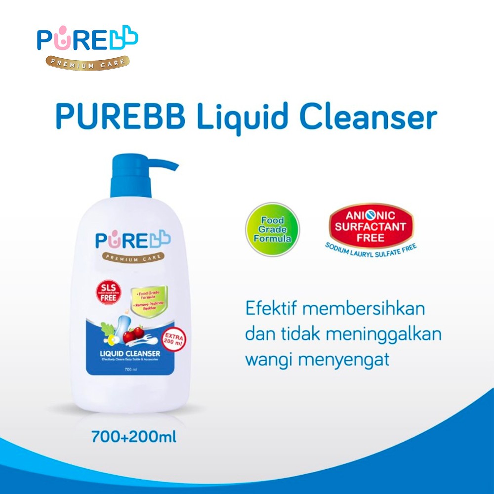 Pure BB Baby Liquid Cleanser Pump Sabun Cuci Sayur Buah - 700 + 200 ml