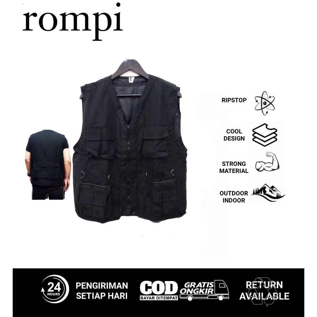 ROMPI TACTICAL AUTDOOR MULTIFUNGSI ROMPI CARGO BANYAK SAKU / VEST / TACTICAL / RIPSTOP /