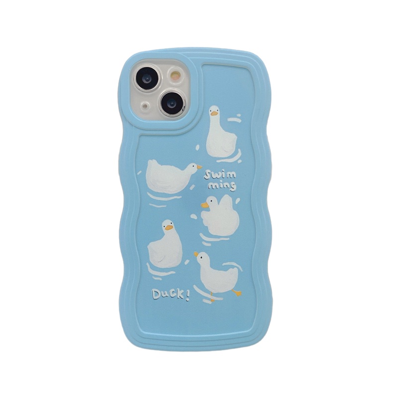 Soft Case Motif Bebek Biru Hijau Untuk iPhone 6 6S 7 8 SE 2020 Plus 7 + 8 + X XS XR 12 13 11 12 13 14 Pro mAX 14 Plus 14Pro mAX