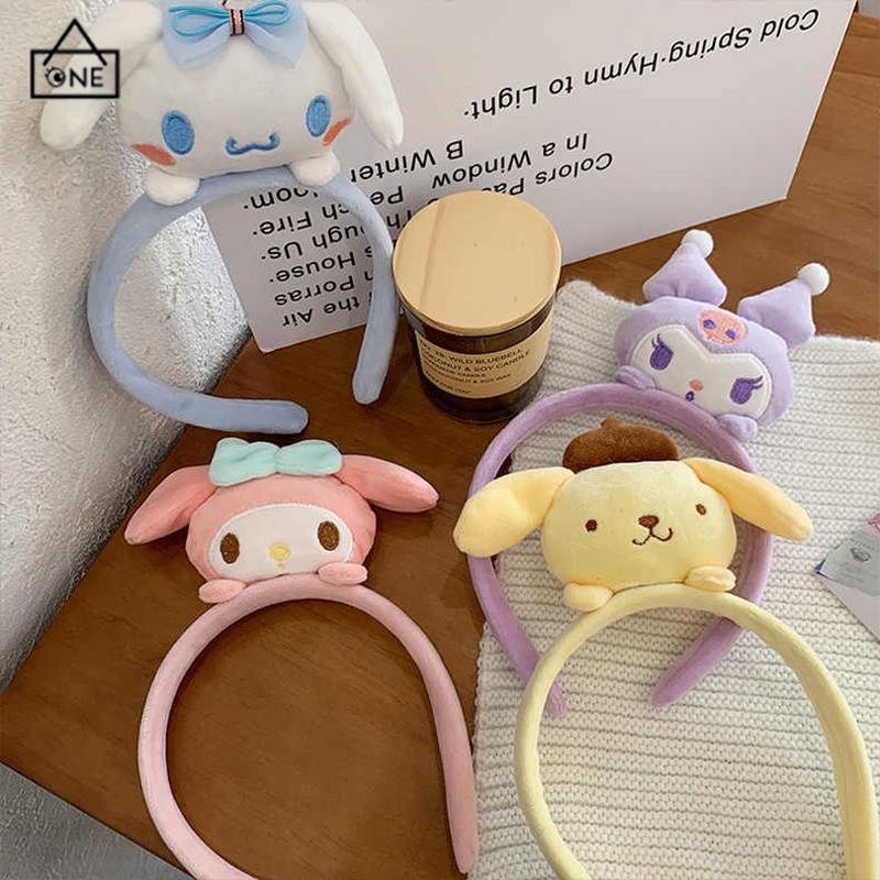 COD❤️Ikat Kepala Cinnamoroll Anjing Melodi Mewah Tiga Dimensi Kartun  Wajah Mencuci Aksesoris Rambut-A.one