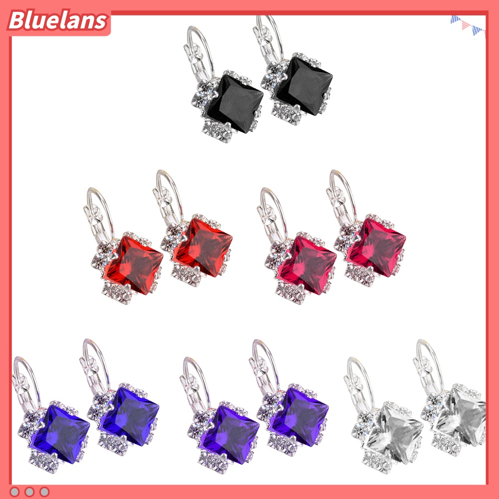 Bluelans Women Fashion Shiny Rhinestone Leverback Earrings Engagement Wedding Jewelry