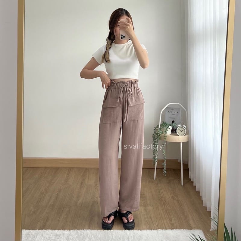 Tq88indonesia Fashion Celana Panjang Polos  Wanita Casual  /Hanna Pant CRINCLE Terbaru / Ootd Kekinian