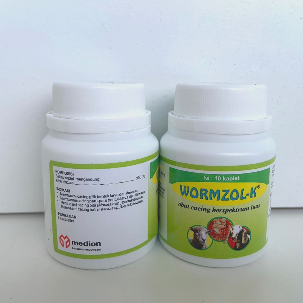 WORMZOL - K  (10 Kaplet) - Obat Cacing Kambing Domba Babi Anjing Kucing