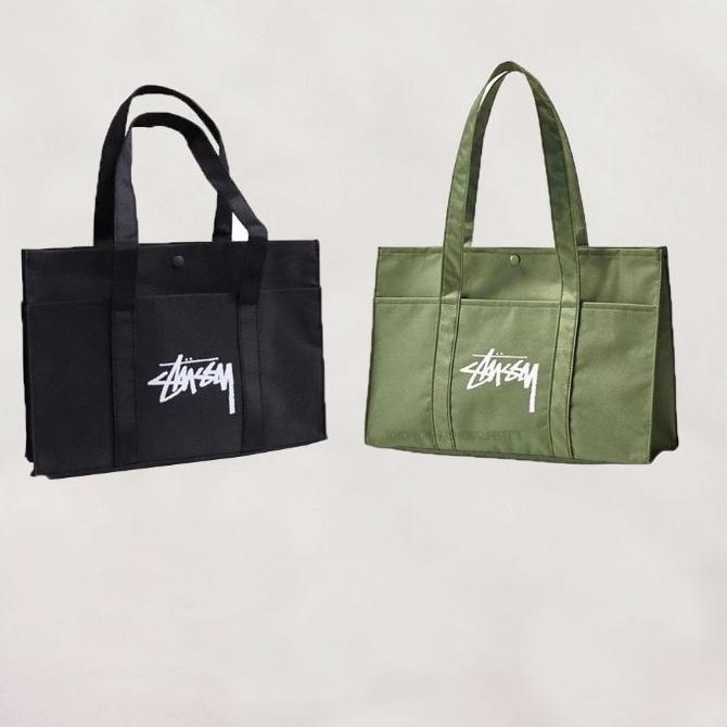 Terpercaya Stussy Military Green Tote Bag