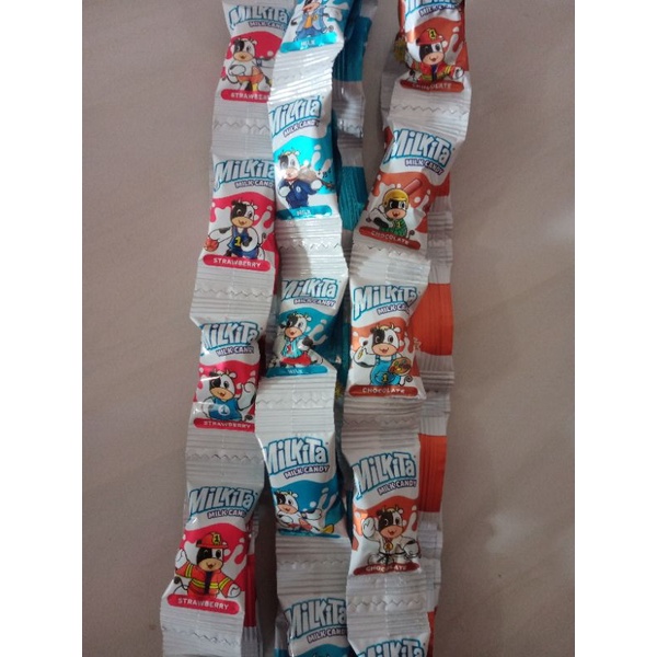 

permen susu milkita rasa stroberi,coklat,susu 2,8 g