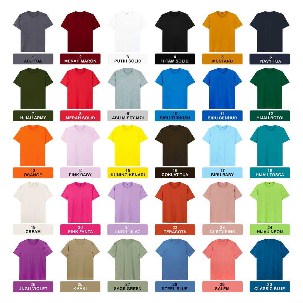 KAOS POLOS ANAK LENGAN PENDEK COTTON COMBED 30S BAJU KAOS KIDS UMUR 2-13 TAHUN