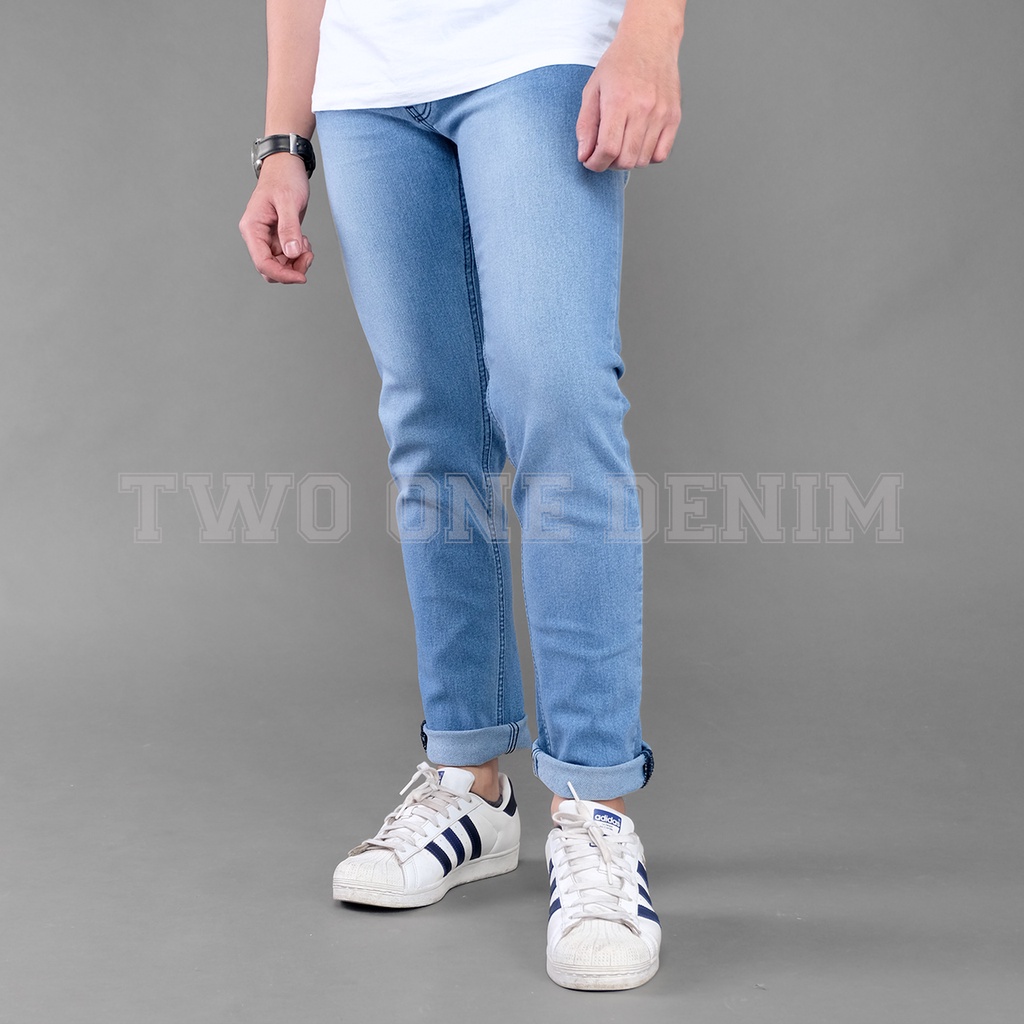 TWO ONE - Celana Jeans Panjang Pria Jeans Slim Fit Stretch Denim Bio Blits Scarup