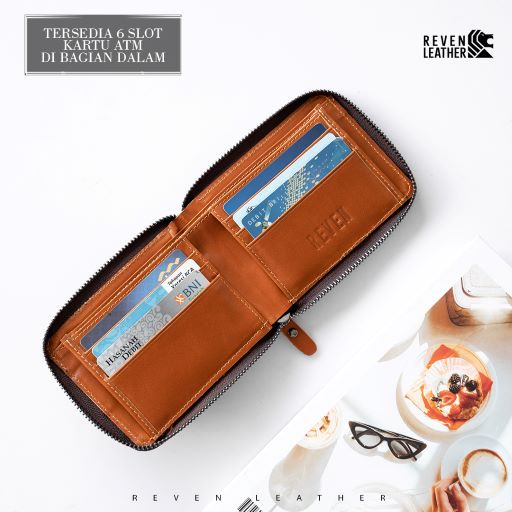 Dompet Pendek Pria Kulit Asli Model Kancing Resleting Dompet Cowok Lipat Keren Kulit Sapi Asli Premium Gerald Wallet Original Reven Bonus Box