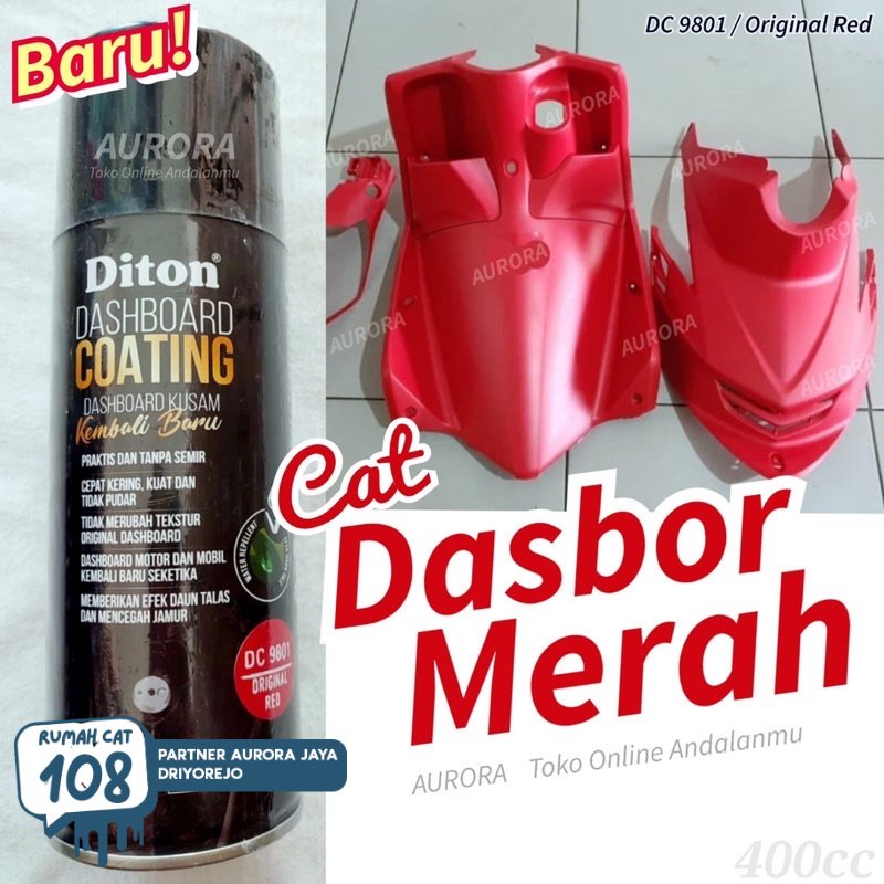 

Rumah Cat - DITON PREMIUM DASHBOARD COATING DC 9801 ORIGINAL RED DC9801 cat kulit jeruk permukaan kasar plastik merah pilok pylox pilox sepeda motor mobil Rumah Cat Motor dan Mobil