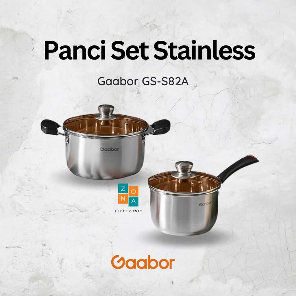 Gaabor Panci 2 Set Stainless Steel Tutup Kaca Panci Sop Panci Susu / GS-S82A