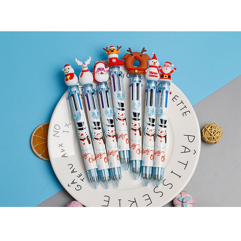 1 Pcs Baru Gel Pena Kartun Santa Claus 6-warna Tekan Kreatif Tangan Pulpen Kawaii Bolpoin Hadiah Sekolah Kantor Stationary