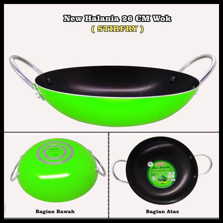 Maxim Teflon wajan anti lengket New Halania Wok 26 cm Hijau