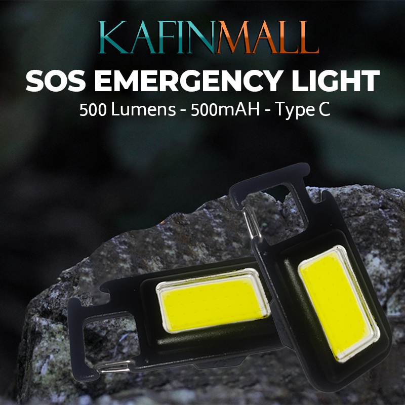 500LM+500MA SOS Emergency Light/Lampu Olahraga Luar Ruangan/Lampu Gantungan Kunci Isi Ulang/Senter Portabel