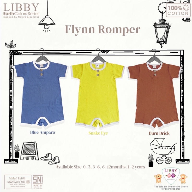 LIBBY FLYNN ROMPER Segiempat / jumper kodok bayi 0-2 Y