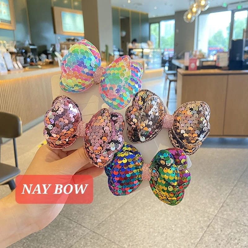 NAY BOW JEPIT PITA RAMBUT ANAK CEWEK AKSESORIS FASHION KOREA IMPORT SEQUIN BLING