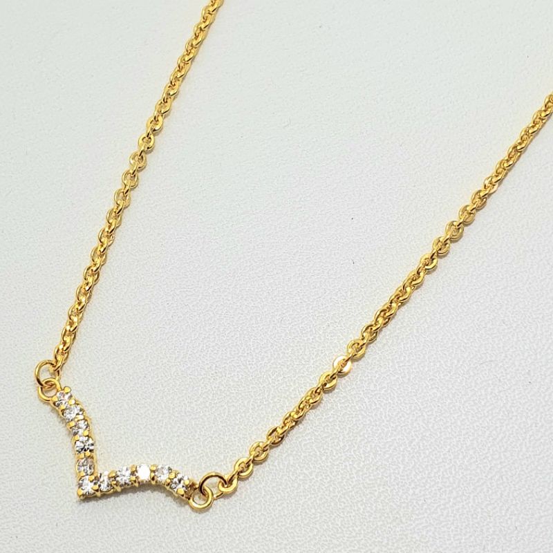 Kalung Rante Nori Anak Emas Muda V Mata Putih 3 Gram