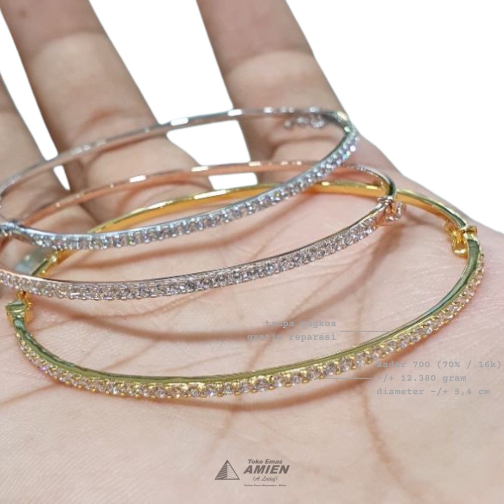 Toko Emas Amien Gelang Emas Asli UBS Kadar 700 (70% / 16K) 12.380 Gram - Bangle Bangkok Listring Per