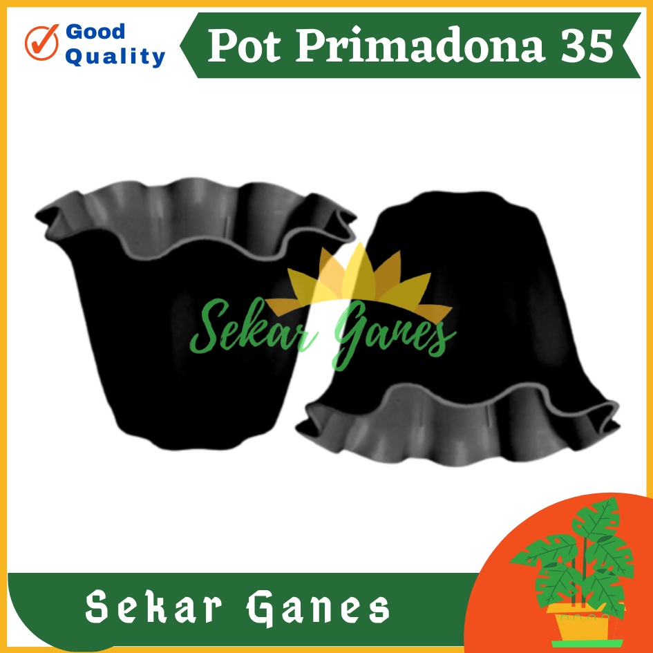 SHALLOM PRIMADONA 35 pot bunga plastik hitam cantik tebal motif ombak gelombang bagus unik murah