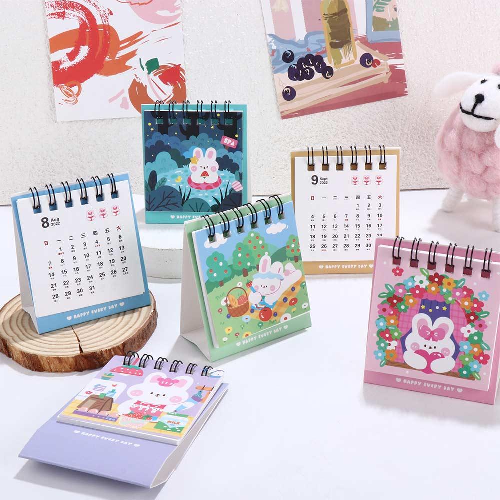 Mxbeauty Kalender 2023warna Warni Kelinci Weekly Planner Perlengkapan Kantor Kalender Mini Jadwal Organizer Desktop Stationery