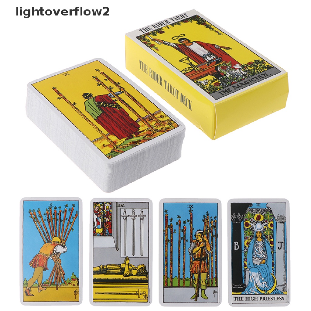 (lightoverflow2) 1 Kotak Kartu Tarot Magic Rider Edisi Misterius 78 Kartu Permainan