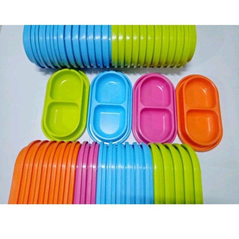 Tempat makan kucing double warna random