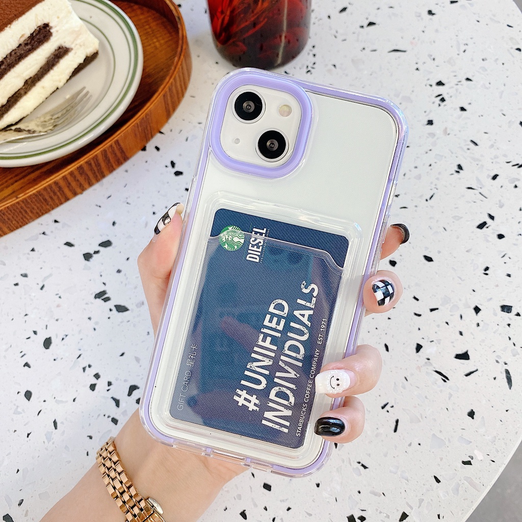Dompet 3-in-1 Makaron casing handphone silikon lembut IPhone 14 13 12 11 Pro MAX X XS MAX XR 7 8 Plus Case Cover