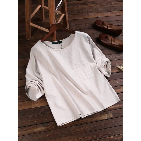ZANZEA Blouse wanita import Casual elegan lengan 3/4 Terbaru S-5XL