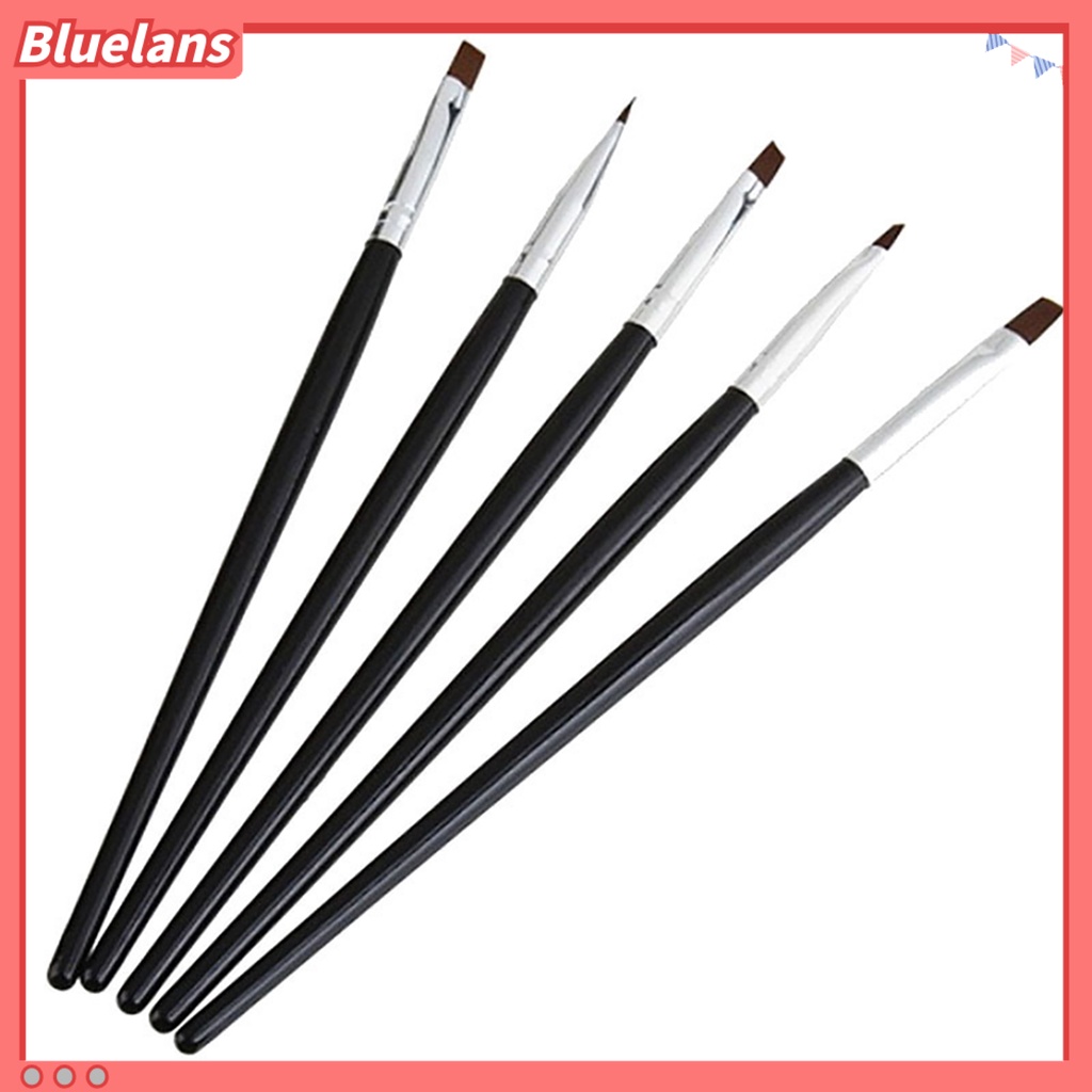 [Bayar Di Tempat]5PCS Nail Art Acrylic UV Gel Salon Pen Flat Brush Kit Dotting Tool