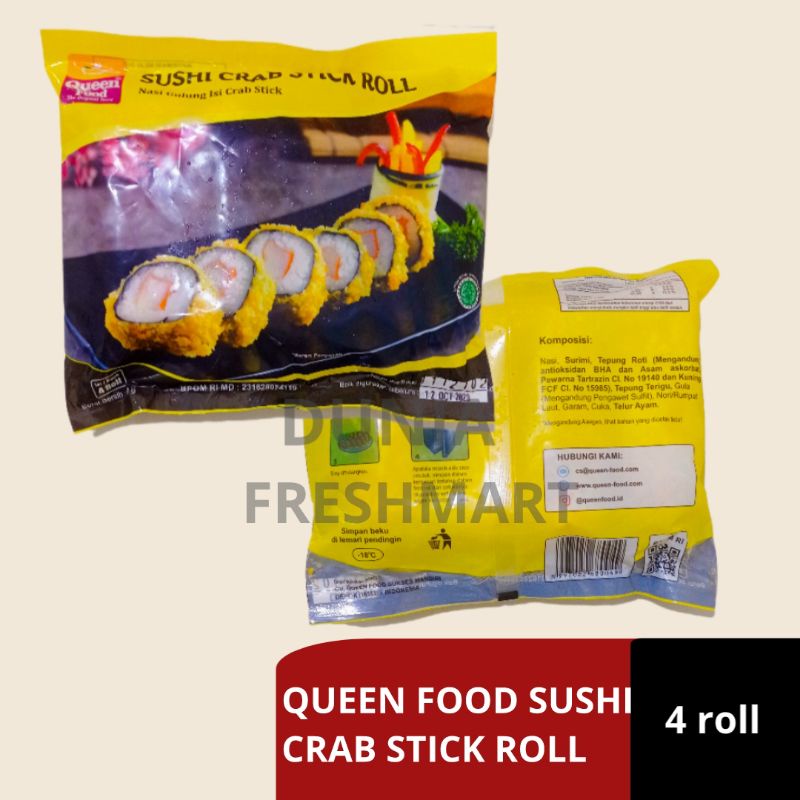 

QUEEN FOOD SUSHI CRAB STICK ROLL 400GR/4 ROLL CRAB SUSHI CRAB SUSI CRAB STIK SUSHI GULUNG