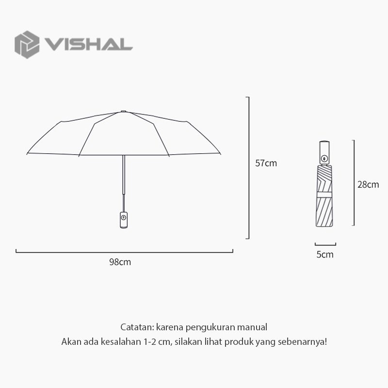 VISHAL Payung Lipat Anti UV Sinar Matahari Premium Murah Import Motif Buah Semangka /Alpukat