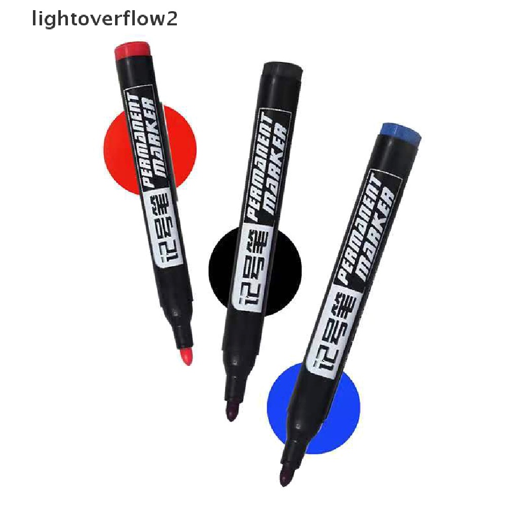 (lightoverflow2) 10pcs / Set Spidol Permanen Anti Air Tinta Hitam / Biru / Merah (ID)
