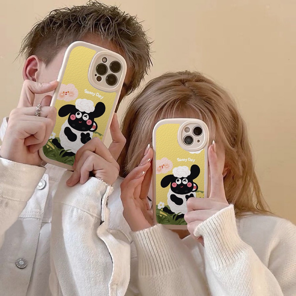 Case Pelindung Lensa Bulat Motif Domba Bahan Silikon Untuk iPhone 11 12 13 14 Pro Max X XS Max XR 7 8 14 Plus SE 2020 2022