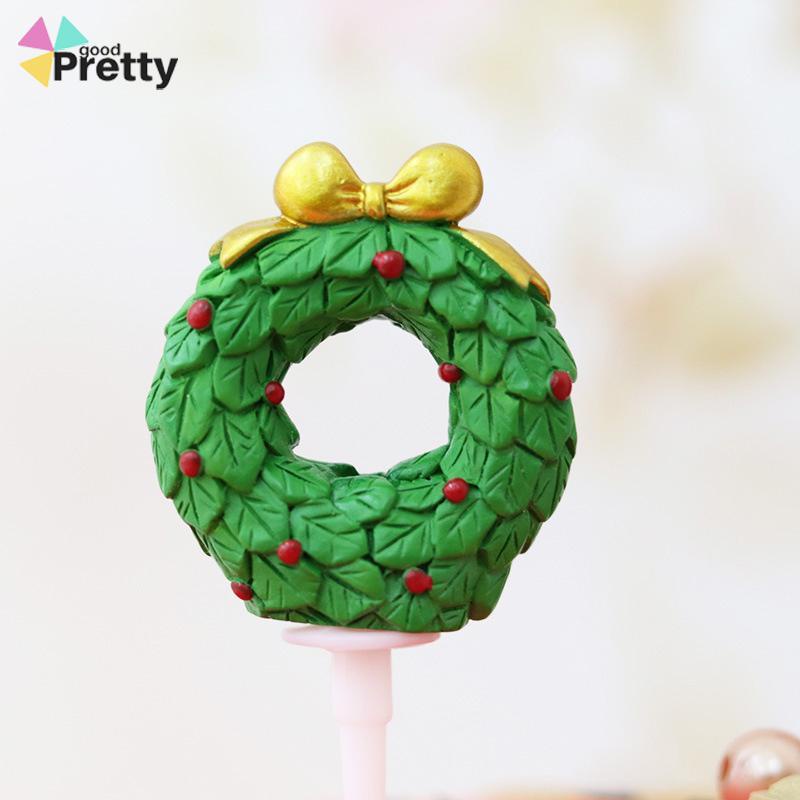 Topper Kue Desain Elk Gift Box Shape Merry Christmas Bahan Resin Untuk Dekorasi - PD