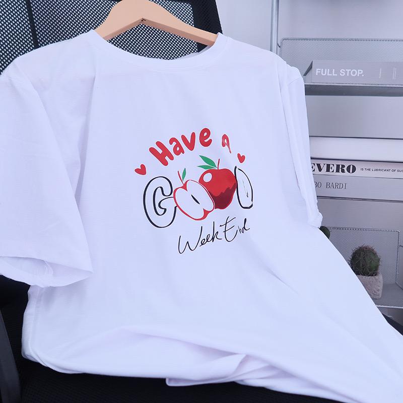 [littlecrab] Kaos Oversize Have A Good Weekend Cute Apple Love Bahan Berkualitas T-shirt Couple Unisex Simple Unik Gambar Apel Korean Style