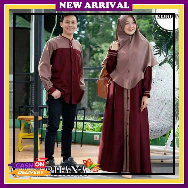 Koko Dan Gamis Terbaru Nibras Sarimbit Gradiant 2022 Set Keluarga Atau Couple Warna Maroon Gamis Cou