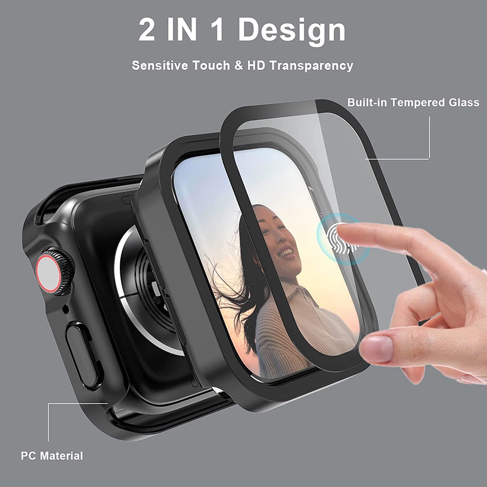 Case Anti Air Untuk Apple Watch Series8 7 6 5 4 SE Penutup Pelindung Layar Pinggiran Lurus Bumper Apple Watch Case